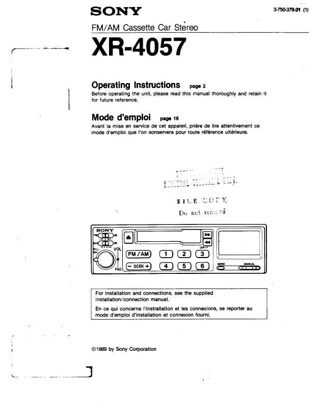 Mode d'emploi SONY XR-4057