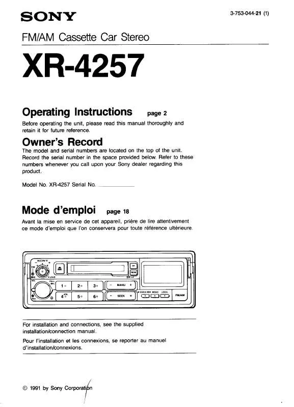 Mode d'emploi SONY XR-4257