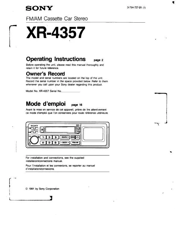 Mode d'emploi SONY XR-4357