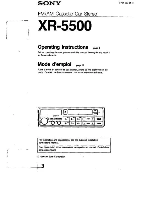 Mode d'emploi SONY XR-5500