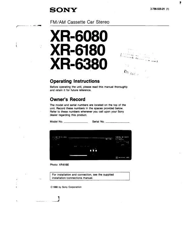 Mode d'emploi SONY XR-6080