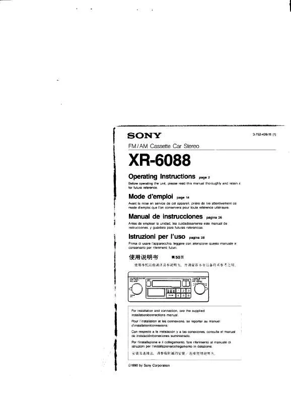 Mode d'emploi SONY XR-6088