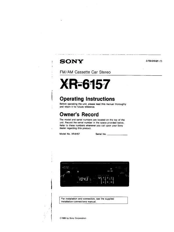 Mode d'emploi SONY XR-6157