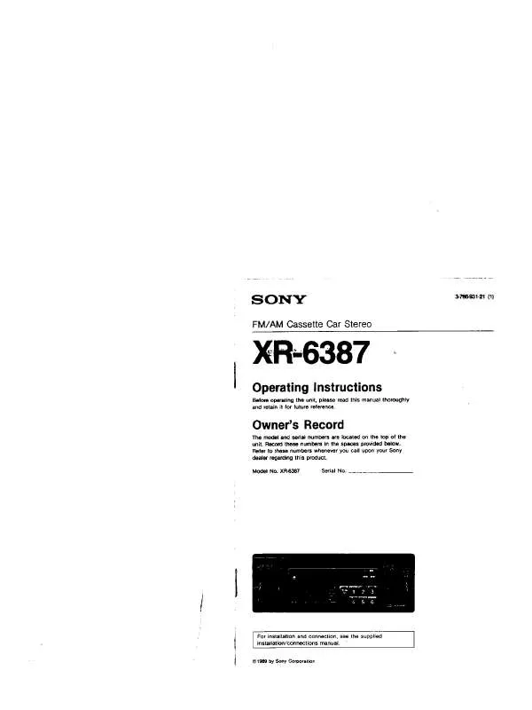 Mode d'emploi SONY XR-6387