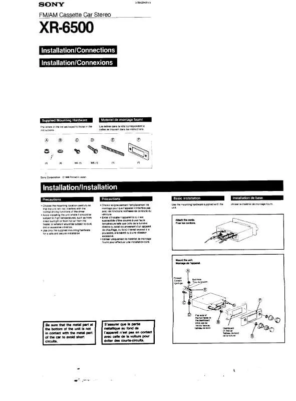 Mode d'emploi SONY XR-6500