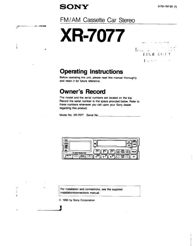 Mode d'emploi SONY XR-7077