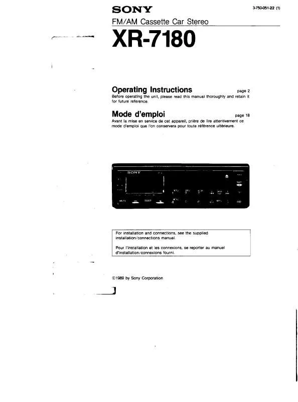 Mode d'emploi SONY XR-7180