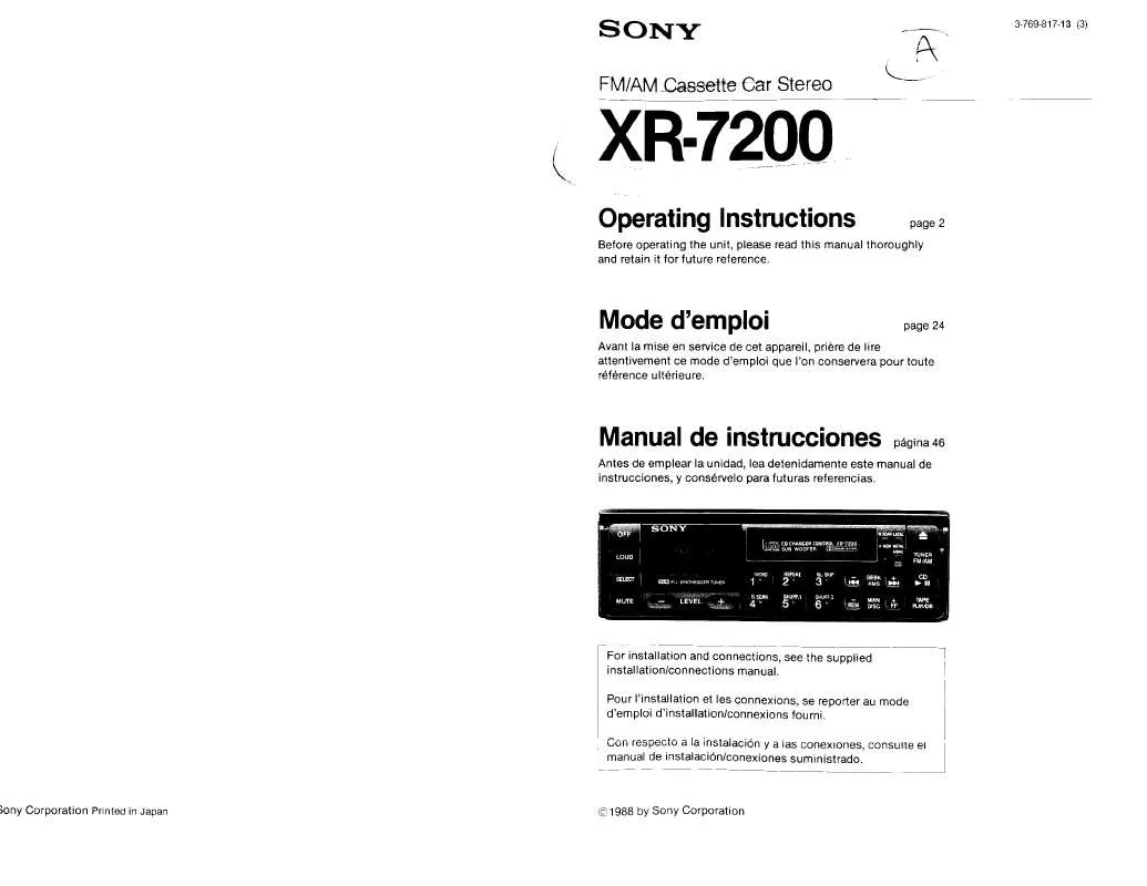 Mode d'emploi SONY XR-7200