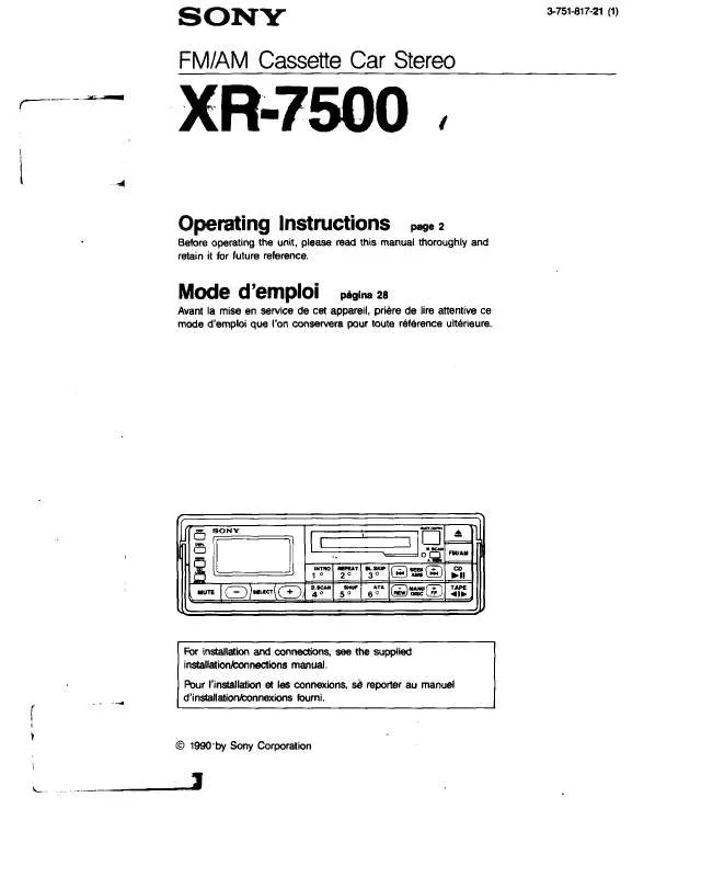 Mode d'emploi SONY XR-7500