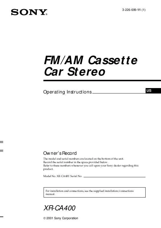 Mode d'emploi SONY XR-CA400