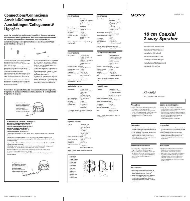 Mode d'emploi SONY XS-A1025