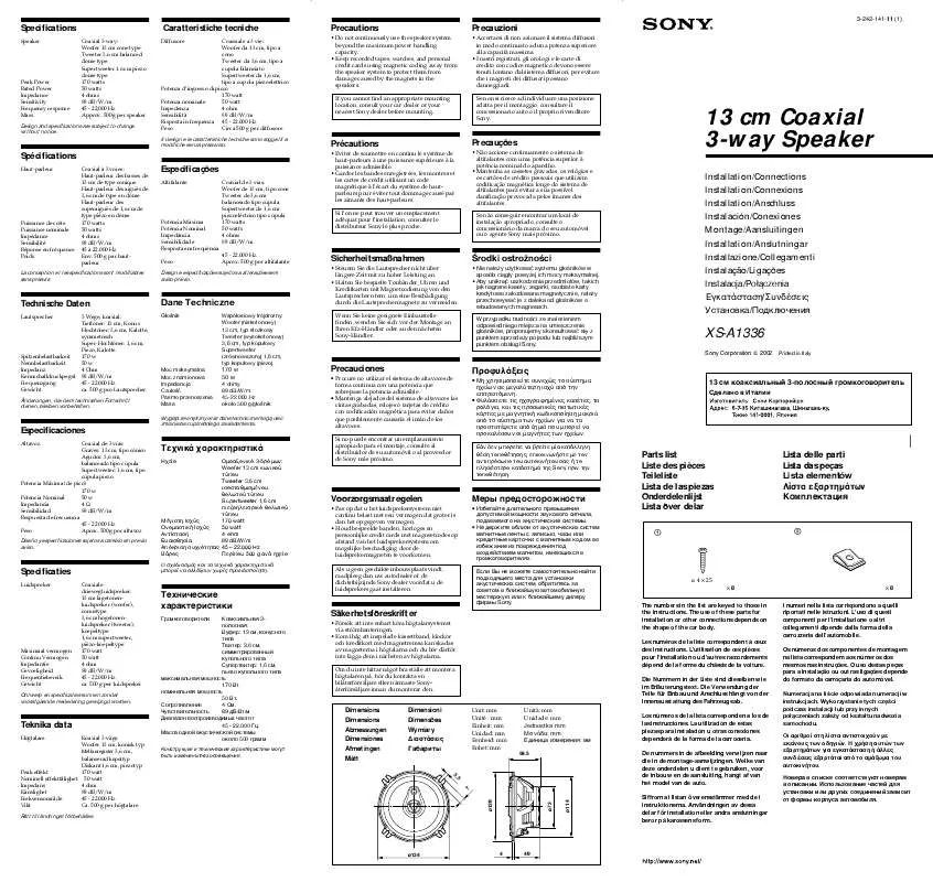 Mode d'emploi SONY XS-A1336