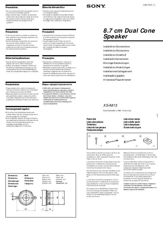 Mode d'emploi SONY XS-A813