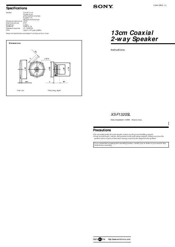 Mode d'emploi SONY XS-F1320SL