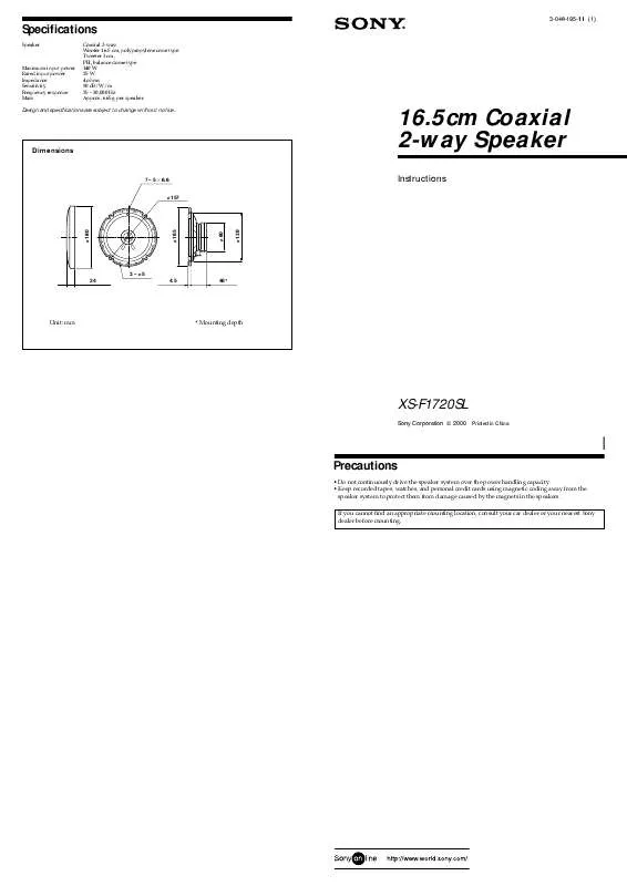 Mode d'emploi SONY XS-F1720SL