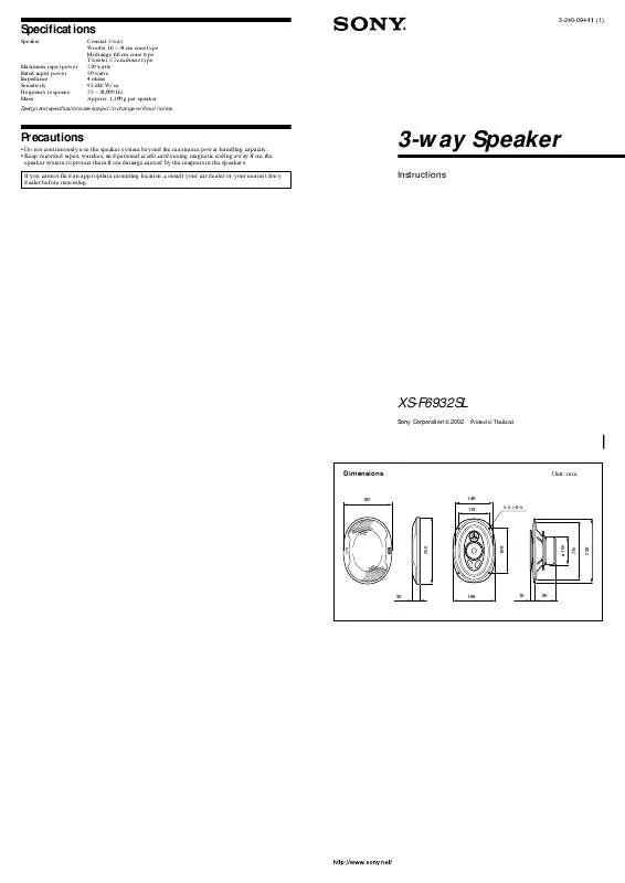 Mode d'emploi SONY XS-F6932SL