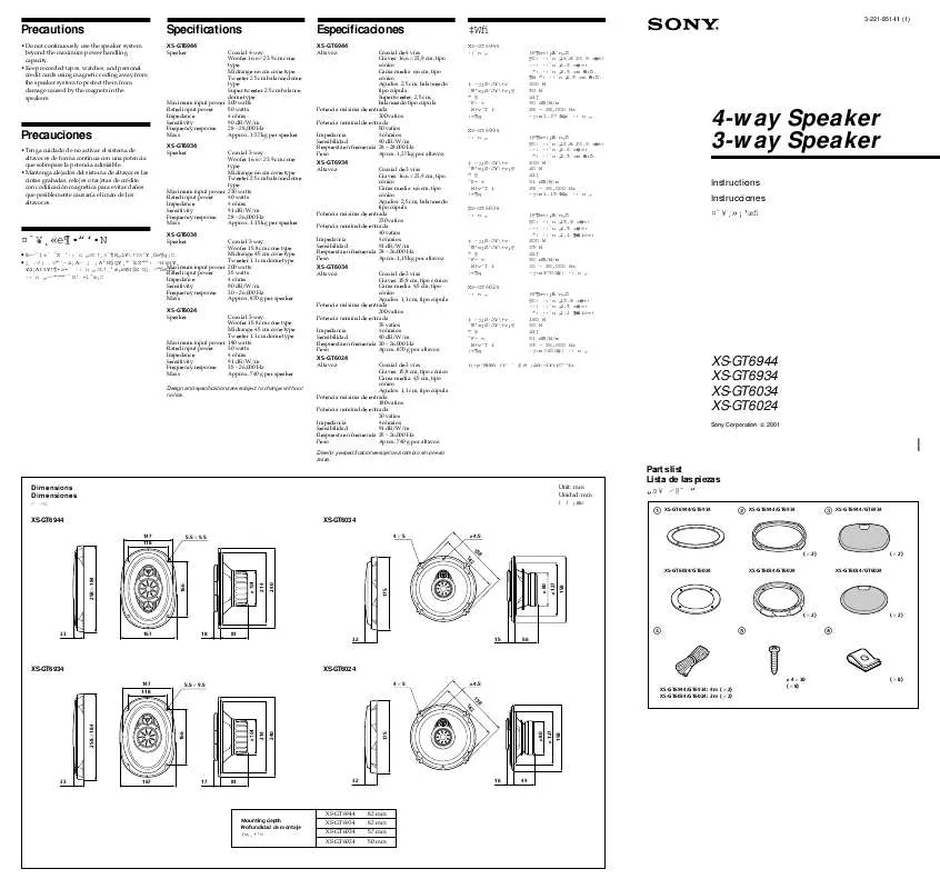 Mode d'emploi SONY XS-GT6034