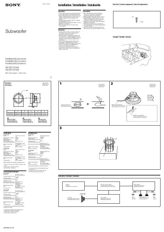 Mode d'emploi SONY XS-GTX121LW