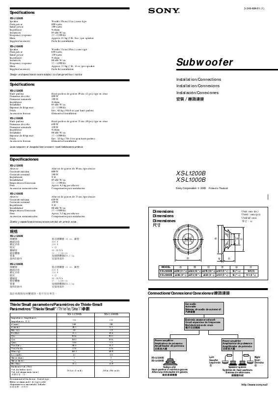 Mode d'emploi SONY XS-L1000B