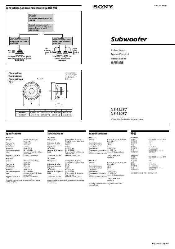 Mode d'emploi SONY XS-L1037