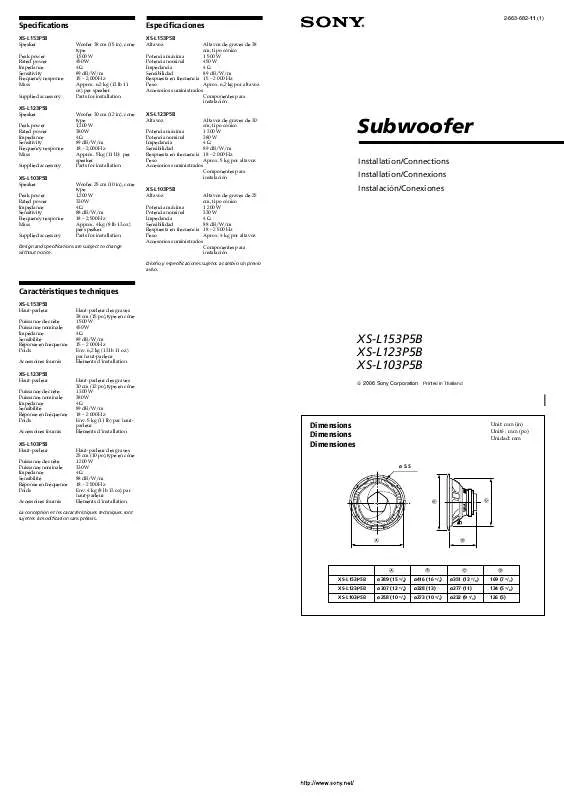 Mode d'emploi SONY XS-L103P5B