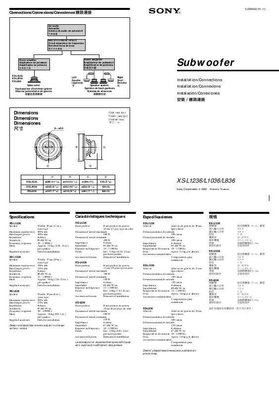 Mode d'emploi SONY XS-L836