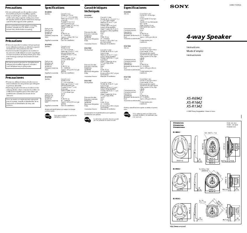 Mode d'emploi SONY XS-R1342