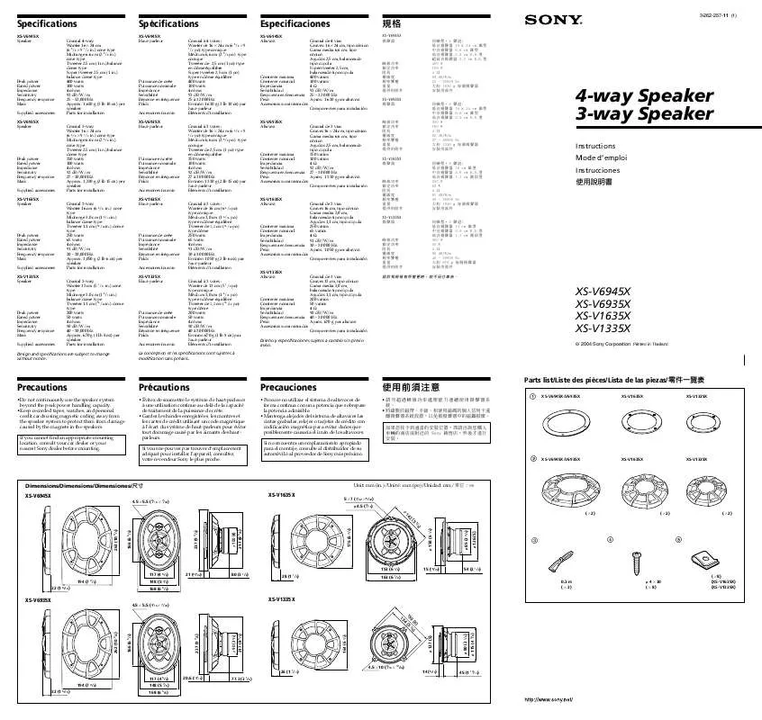 Mode d'emploi SONY XS-V1635X