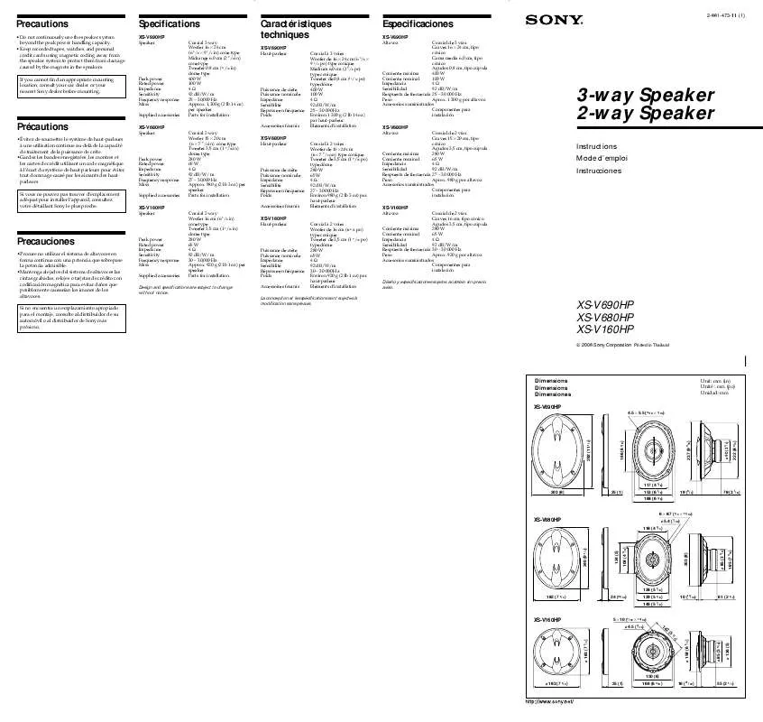 Mode d'emploi SONY XS-V680HP