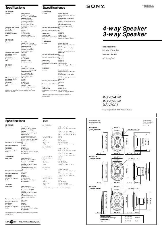 Mode d'emploi SONY XS-V6921