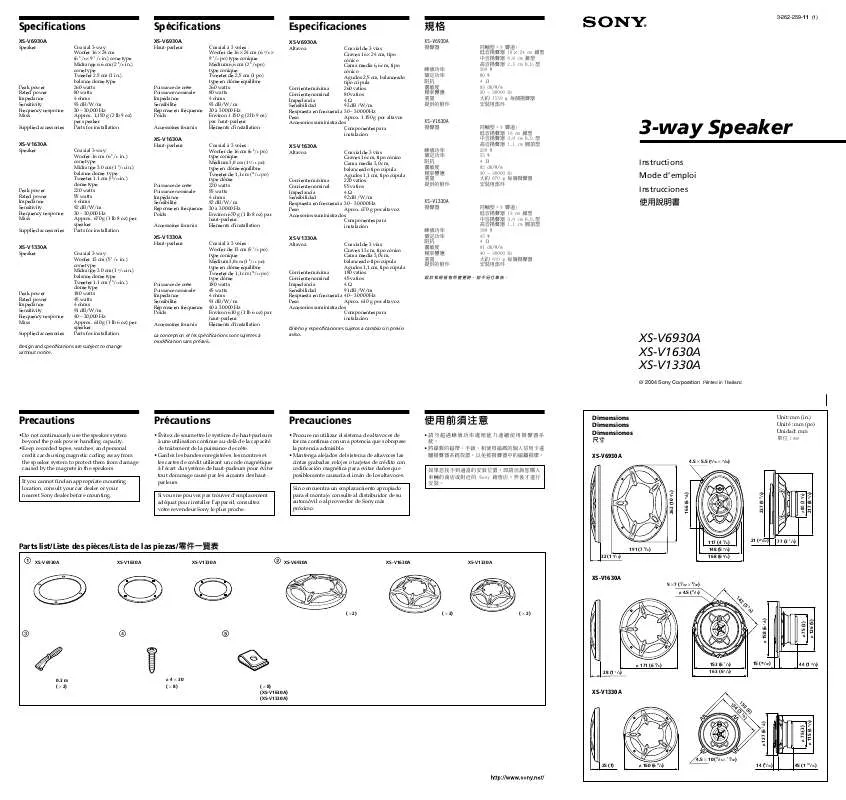 Mode d'emploi SONY XS-V6930A