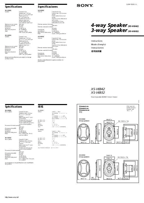 Mode d'emploi SONY XS-V6932