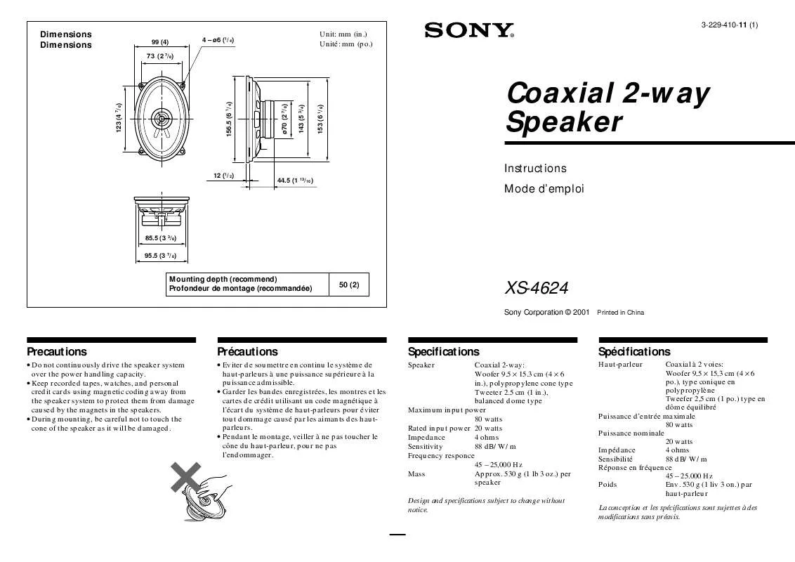 Mode d'emploi SONY XS-4624