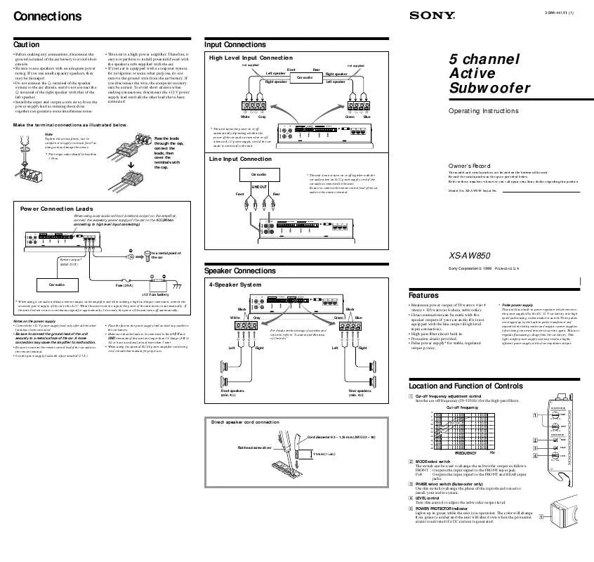 Mode d'emploi SONY XS-AW850