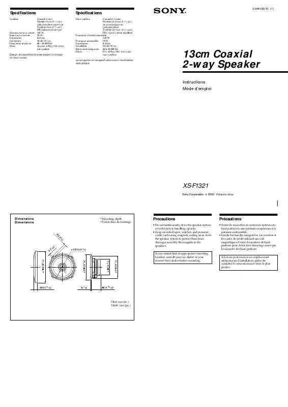 Mode d'emploi SONY XS-F1321