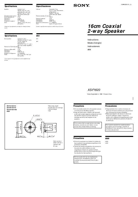 Mode d'emploi SONY XS-F1620