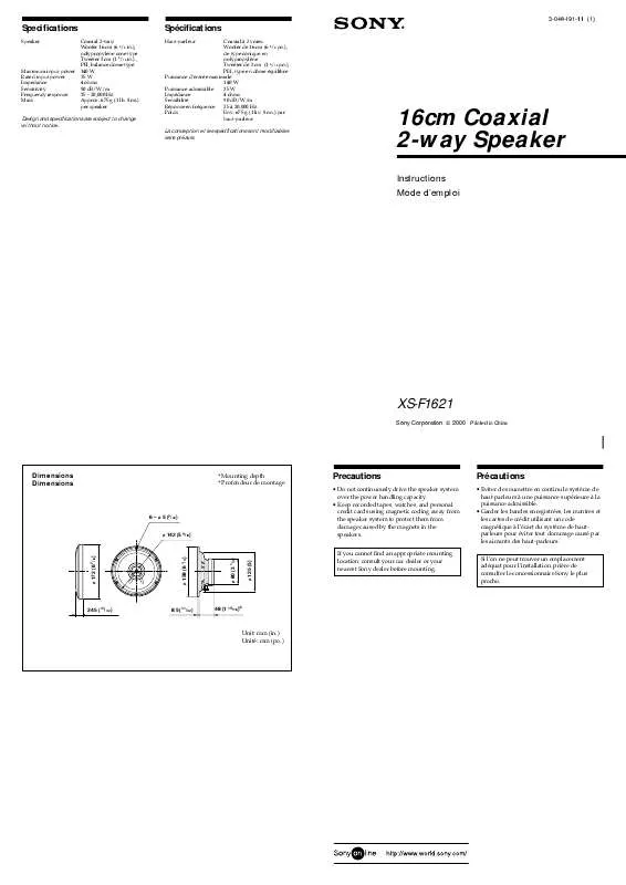 Mode d'emploi SONY XS-F1621