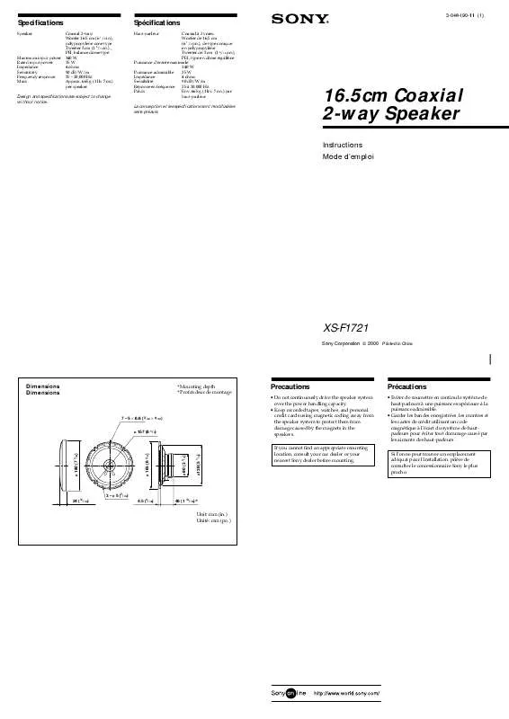 Mode d'emploi SONY XS-F1721