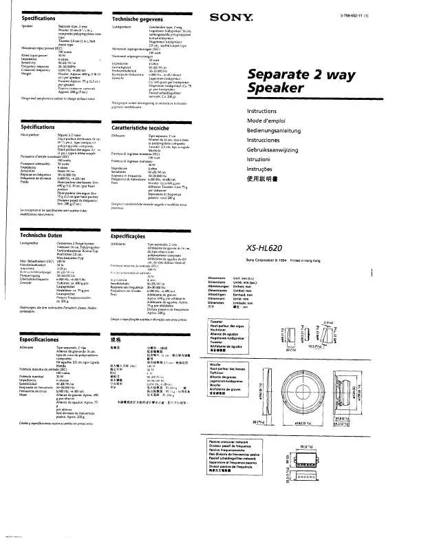 Mode d'emploi SONY XS-HL620