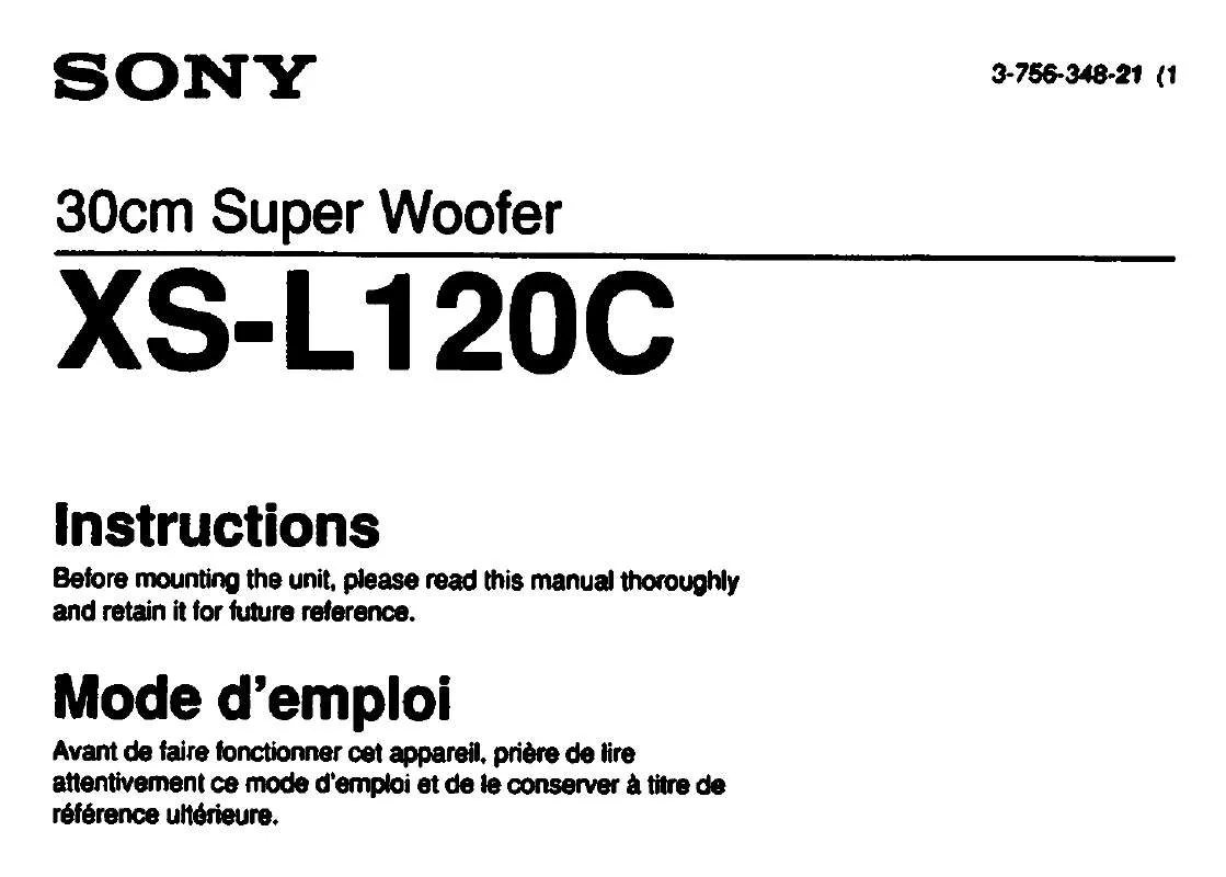 Mode d'emploi SONY XS-L120C