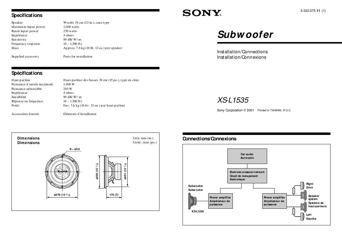 Mode d'emploi SONY XS-L1535