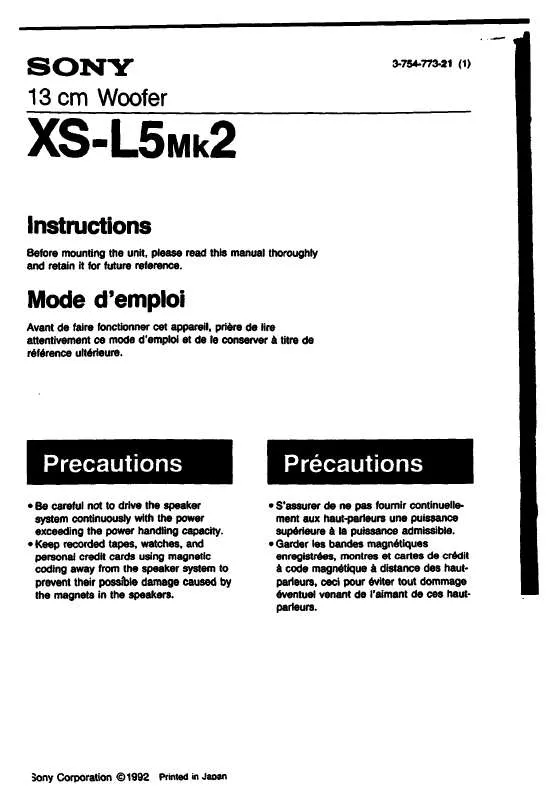 Mode d'emploi SONY XS-L5MK2