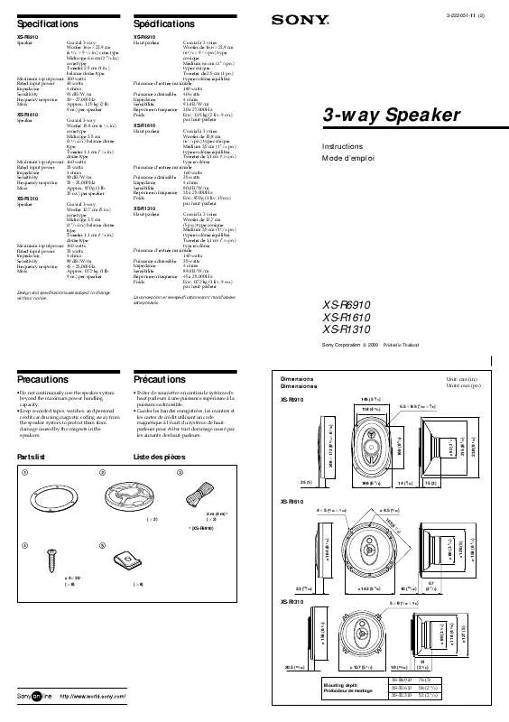 Mode d'emploi SONY XS-R6910