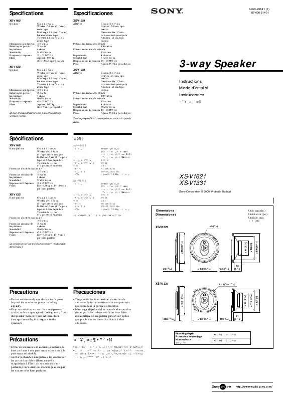 Mode d'emploi SONY XS-V1621