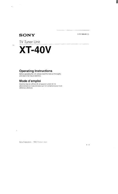 Mode d'emploi SONY XT-40V