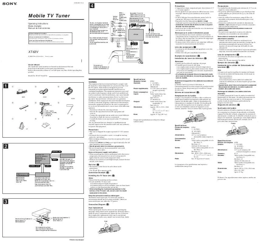 Mode d'emploi SONY XT-63V