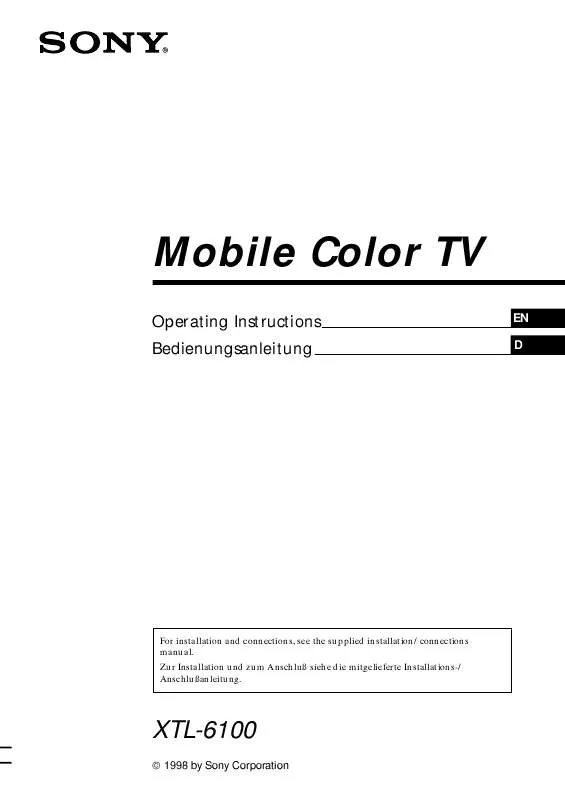 Mode d'emploi SONY XTL-6100