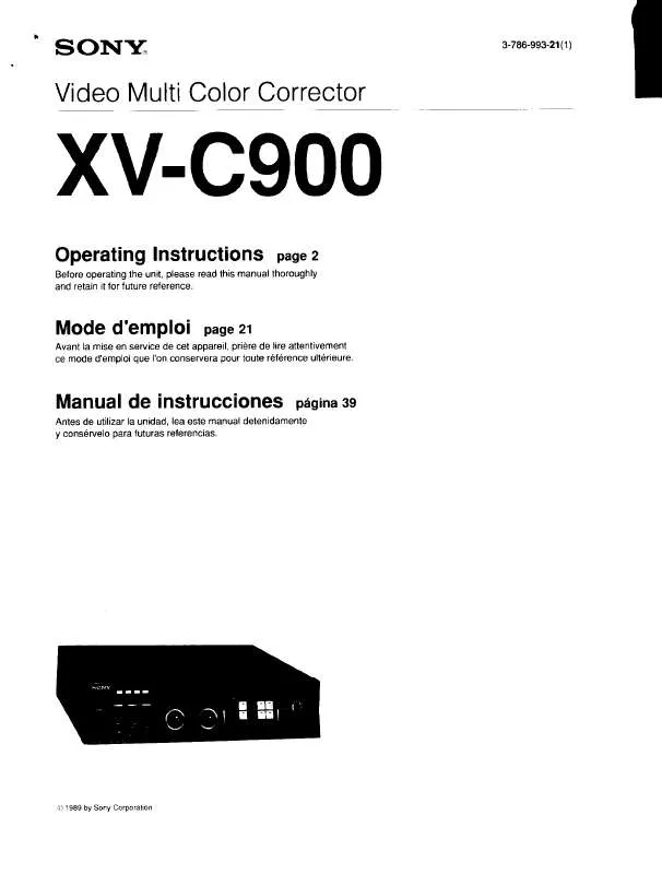 Mode d'emploi SONY XVC900