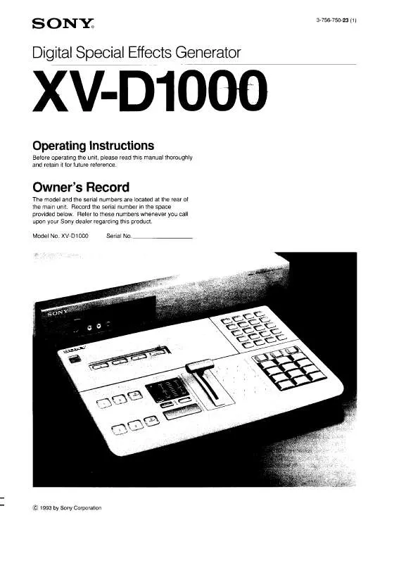 Mode d'emploi SONY XVD1000