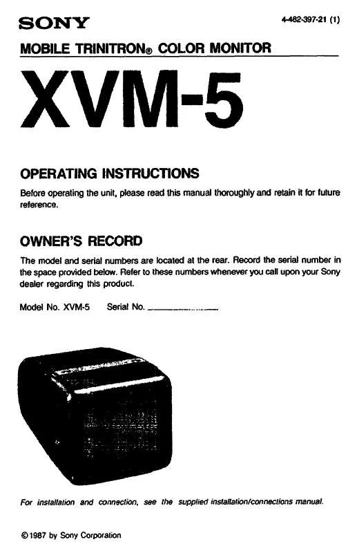 Mode d'emploi SONY XVM-5